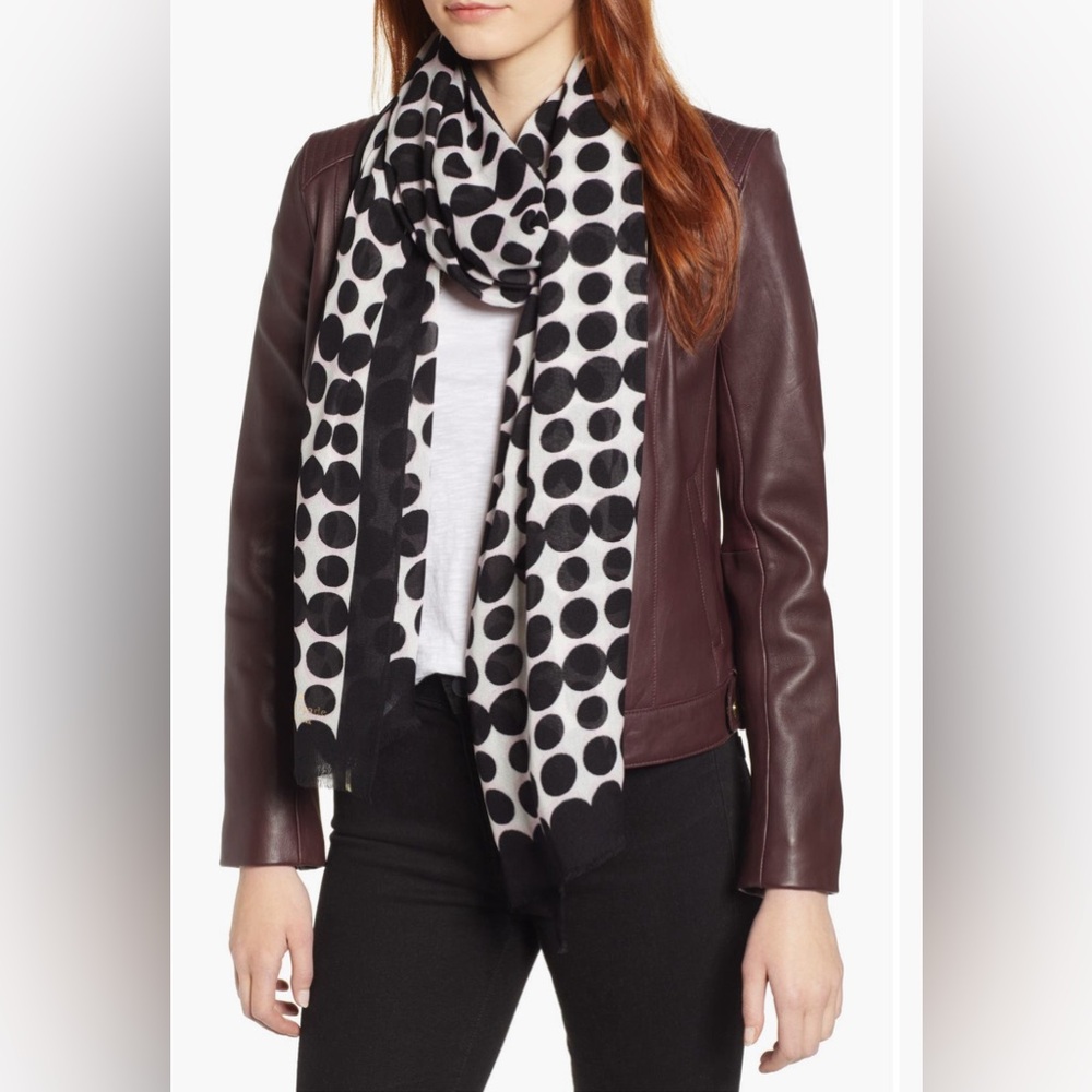 Kate Spade Dot Scarf in Black and White